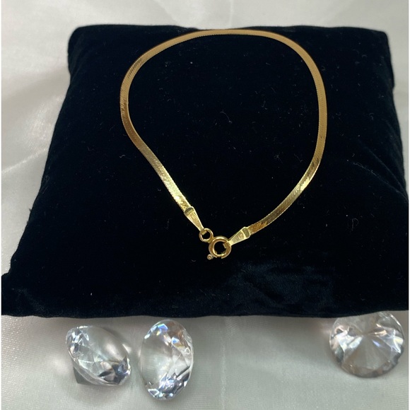 14K YELLOW GOLD Herringbone bracelet ITALIAN REAL GOLD vintage - Picture 5 of 13